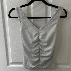 Olivia Rae Silver Ruched V-Neck Tank Top